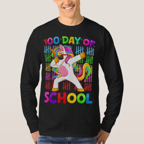 100th Day of School Unicorn Girls Costume 100 Magi T_Shirt