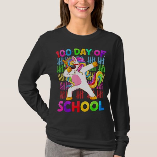 100th Day of School Unicorn Girls Costume 100 Magi T_Shirt
