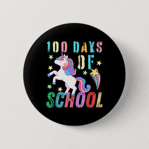 100th Day Of School Unicorn Kids 100 Days Smarter Button