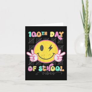 100th Day Of School Vibes Cute Groovy 100 Days Of  Card