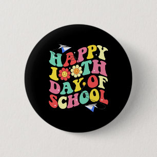 100th Day Of School Vintage Groovy Student Kid Tea Button