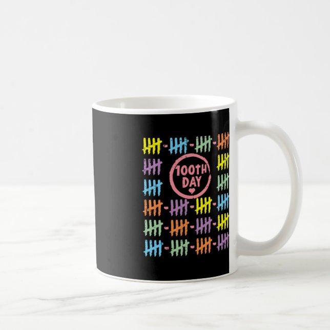 100th Day Rainbow Lines Tally Marks 100 Days Of Sc Coffee Mug (Right)