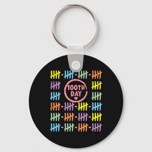100th Day Rainbow Lines Tally Marks 100 Days Of Sc Keychain