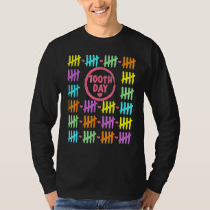 100th Day Rainbow Lines Tally Marks 100 Days Of Sc T-Shirt