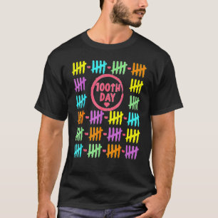 100th Day Rainbow Lines Tally Marks 100 Days Of Sc T-Shirt