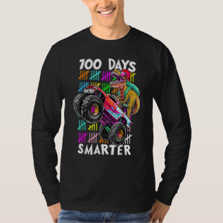 100th Day Smarter Dinosaur T Rex Monster Truck Boy T-Shirt