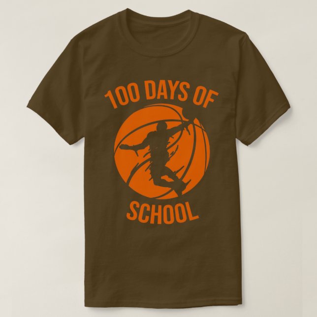100th Day Student Boys Girls Basketball 100 Days O T-Shirt (Design Front)