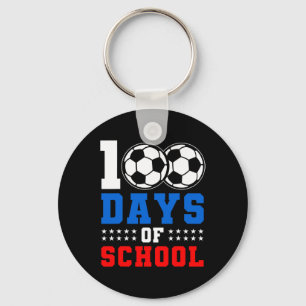 100th Day Student Boys Girls Soccer Lover 100 Days Keychain