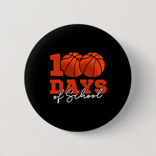 100th Day Students Boys Girls Bysketbyll 100 Days Button