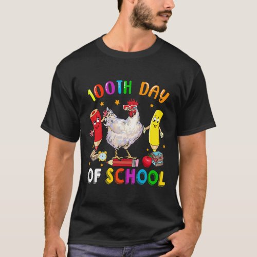100th Days Of School Funny Chicken Sunglasses With T_Shirt