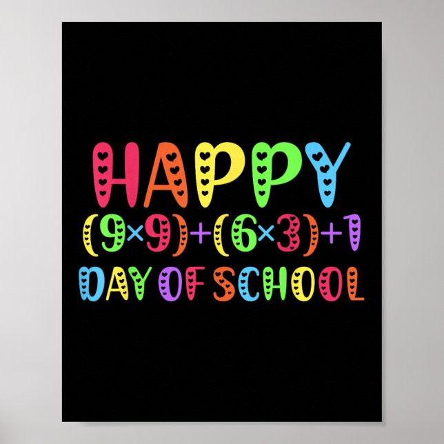 100th Days Of School Math Teacher Rainbow 100 Days Poster (Front)