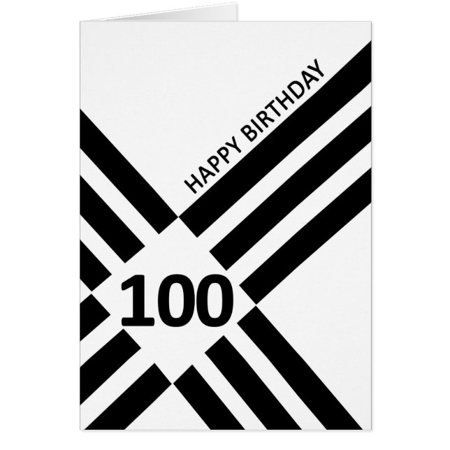 100th Diagonal Black Line Design Birthday Cards (Front)