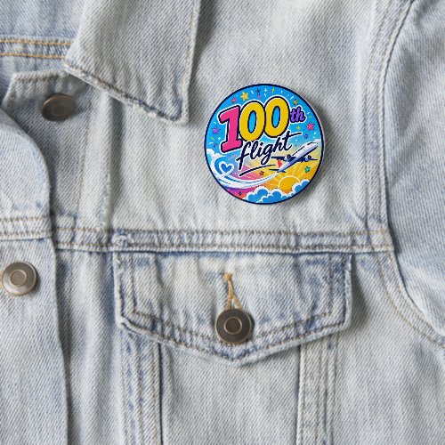 100th flight colorful airplane travel souvenir button