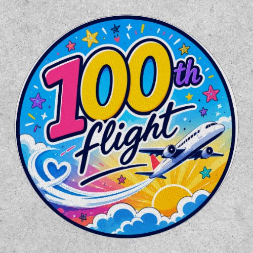 100th flight colorful airplane travel souvenir patch