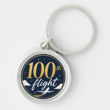 100th flight gold airplane travel souvenir