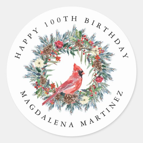 100th Happy Birthday Cardinal Wreath Custom