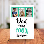 100th happy birthday Dad photo collage Card<br><div class="desc">Put a smile on a face with this awesome 100th birthday Dad photo collage card. Simply click ‘personalize’ to change the photos to your own.</div>