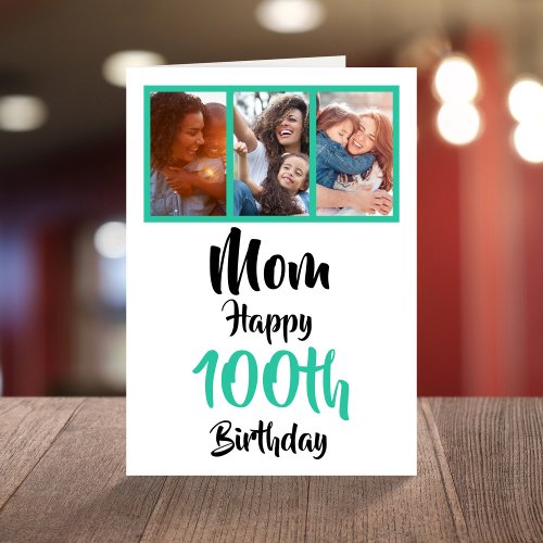 100th happy birthday Mom photo collage Card