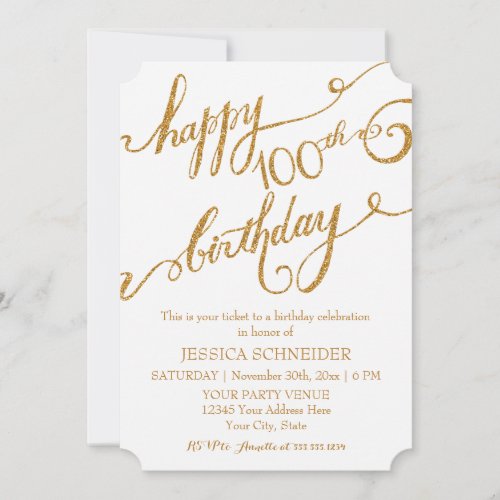 100th Hundredth Birthday Party Celebration Invitation