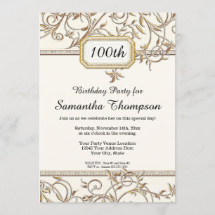 100th Hundredth Glam Old Hollywood Regency Party Invitation