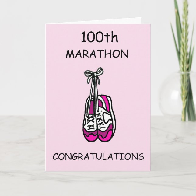 100th Marathon Congratulations for Her Card (Front)