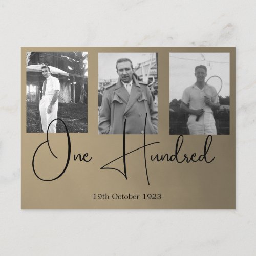 100th One Hundredth Male Birthday Photo Invitation