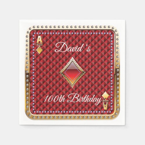100th Poker Playing Card Casino Birthday Napkins