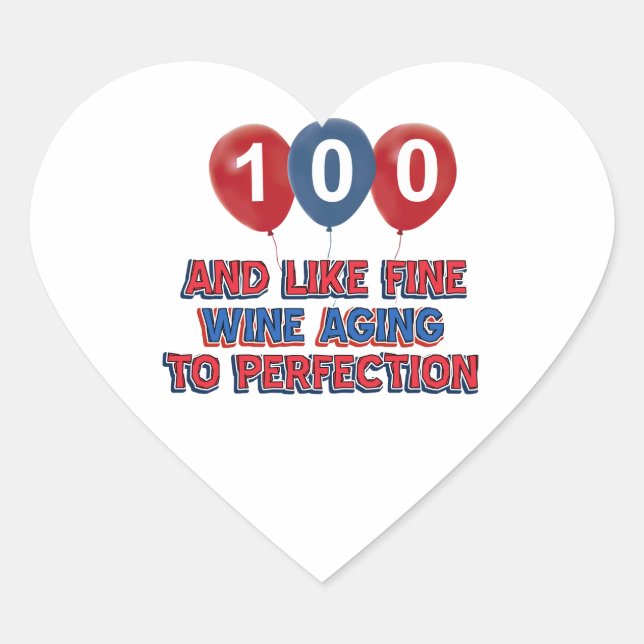 100th year birthday designs heart sticker (Front)