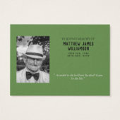 100x BASEBALL Memorial Prayer Card Photo and Verse (Back)