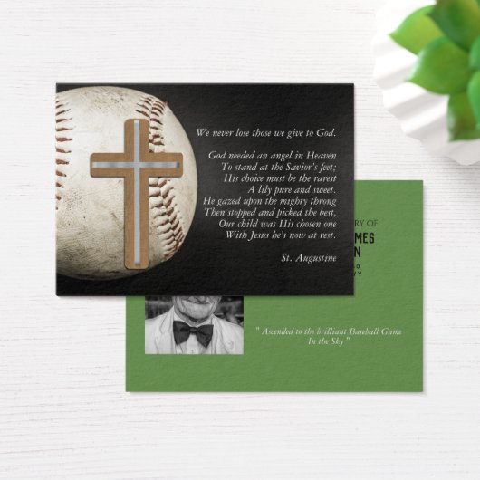 100x BASEBALL Memorial Prayer Card Photo and Verse (Desk)