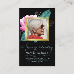 100x Pretty Floral PHOTO Prayer Memorial Card