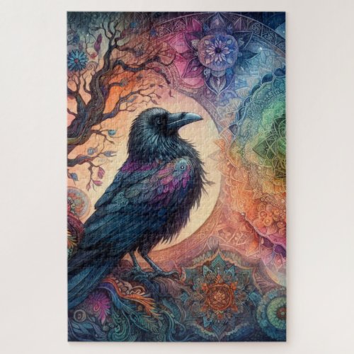 1014 Pieces Crow Tree of Life Mandala Pagan  Jigsaw Puzzle