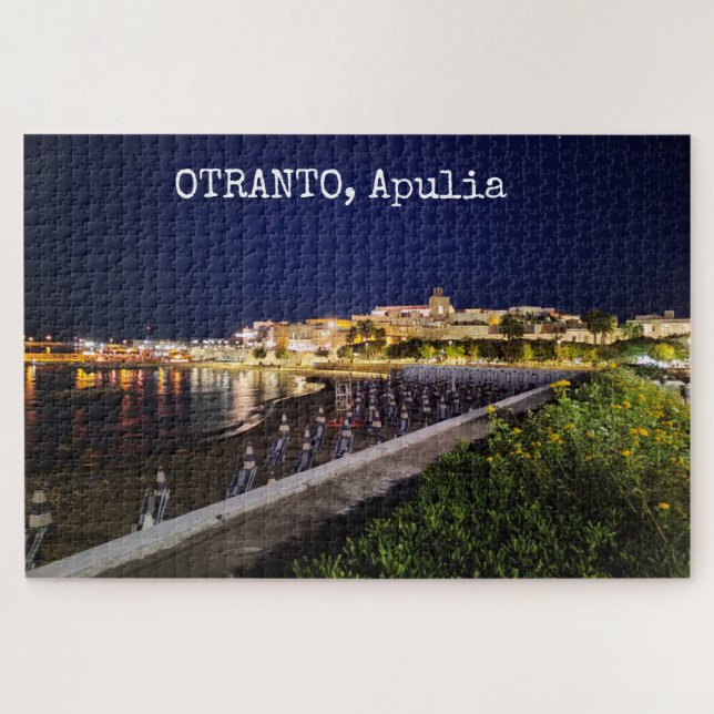 1014 pieces Personalized Otranto by night, Apulia Jigsaw Puzzle (Horizontal)