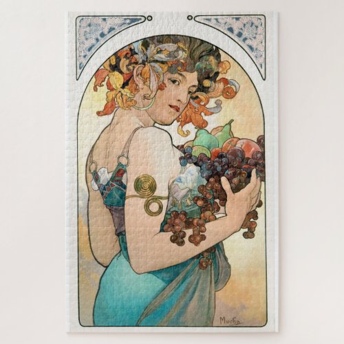 1014 Puzzle _ Lady With Grapes Mucha