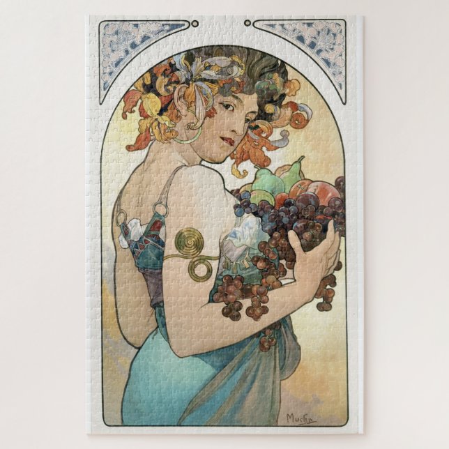 1014 Puzzle - Lady With Grapes Mucha (Vertical)