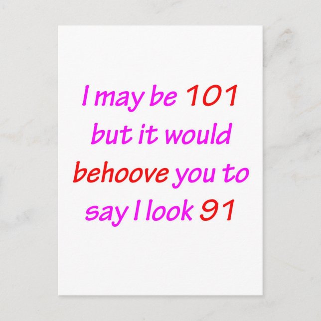 101 Behoove You Postcard (Front)
