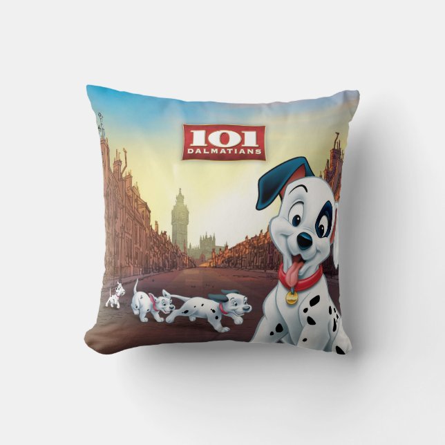 101 Dalmatian Patches Wagging his Tail Throw Pillow (Front)
