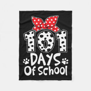 101 Days Of School Cute Dog Happy 100th Day Studen Fleece Blanket
