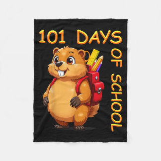 101 Days Of School Dabbing Groundhog Funny Teacher Fleece Blanket
