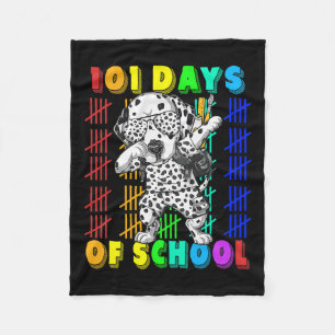 101 Days Of School Dalmatian Dog 100 Days Smarter Fleece Blanket