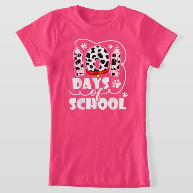 101 Days Of School Dalmatian Dog 100 Days Smarter T-Shirt (Laydown)