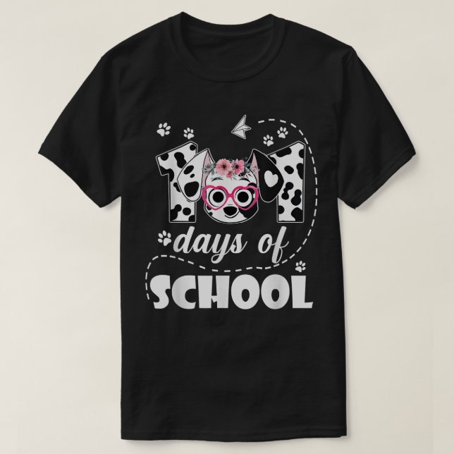 101 Days of School Dalmatian Dog Teachers Students T-Shirt (Design Front)