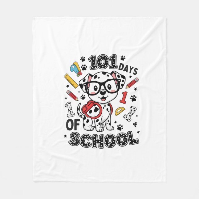 101 Days of School Dalmatian Puppy Fleece Blanket (Front)