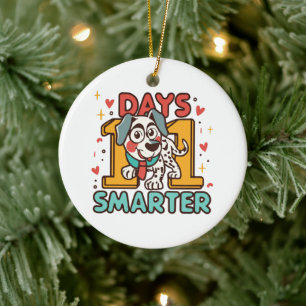 101 Days Smarter Dalmatian Dog Ceramic Ornament