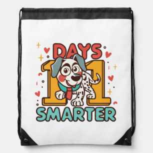 101 Days Smarter Dalmatian Dog Drawstring Bag