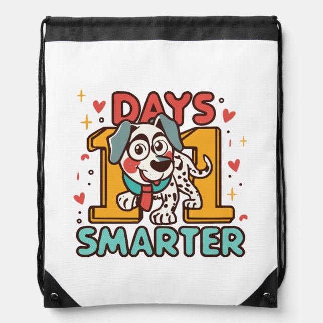 101 Days Smarter Dalmatian Dog Drawstring Bag (Front)