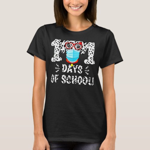 101 Days Smarter Dalmatian Dog Face Mask 100th Day T_Shirt
