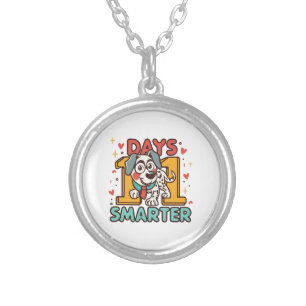 101 Days Smarter Dalmatian Dog Silver Plated Necklace