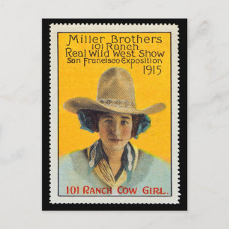 101 Ranch Cowgirl Poster Stamp,#1, Panama-Pacific Postcard