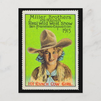 101 Ranch Cowgirl Poster Stamp #2, Panama Pacific Postcard